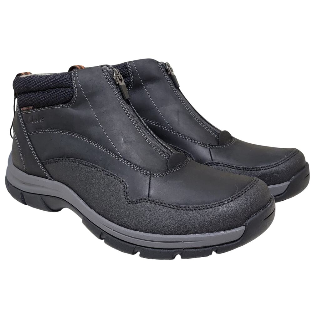 Clarks Men Slip On Ankle Boots Walpath Zip Size US 8.5M Black Leather